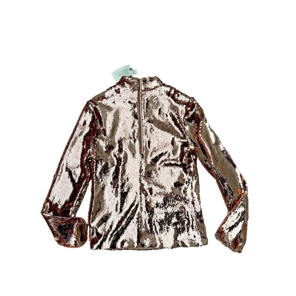 Ted Baker London Lovato Sequin Mock Neck Top Pale Pink ( 2 ) - Picture 6 of 7